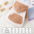 Brown thickened hooded cotton-padded coat for dogs with collar on mannequin