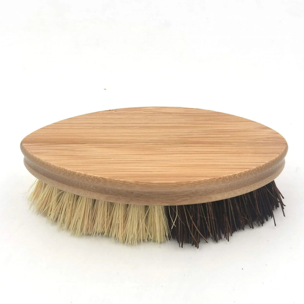 Bamboo two-tone oval vegetable brush for fruit and vegetable cleaning