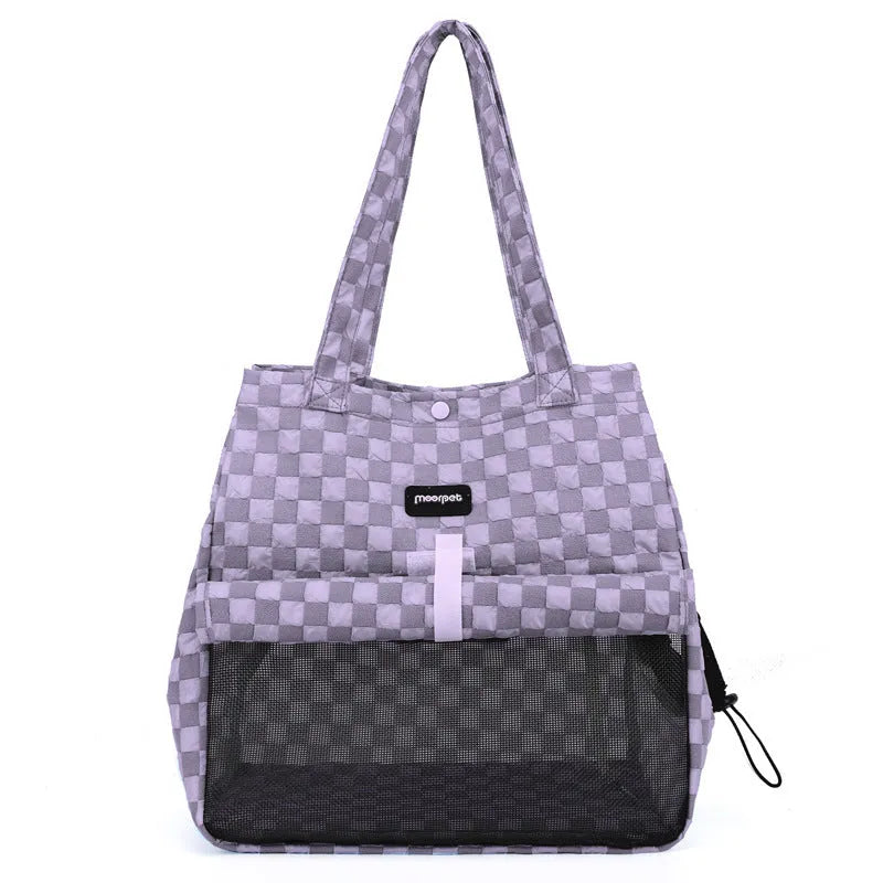 Portable cat bag in bubble composite cloth with shoulder strap, available in four colours