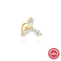 Set of S925 sterling silver double ear piercing studs with zircon inlay in geometric clover, crown, piercing, and chain horse eye designs.