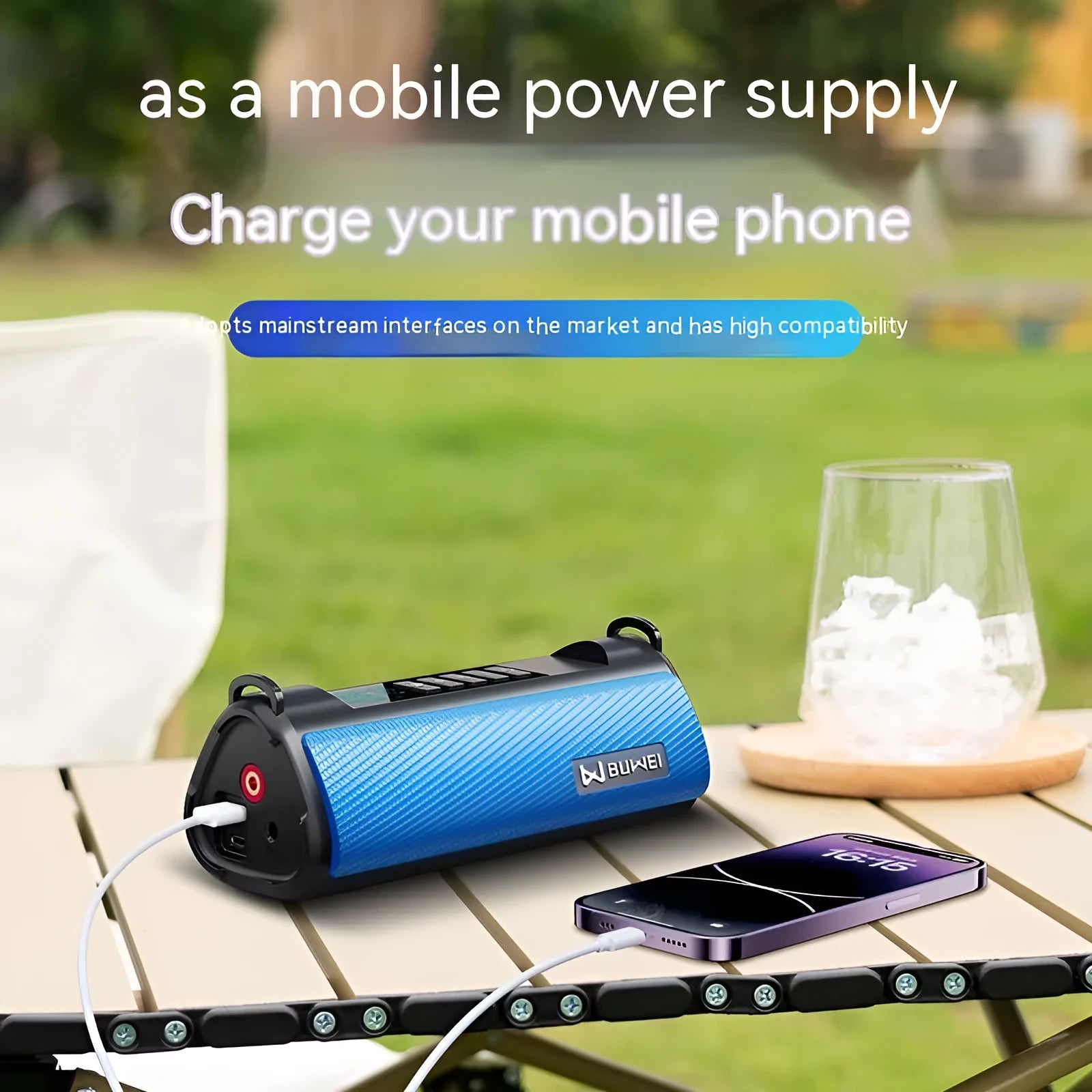 Portable car air pump with LED light and digital display showing pressure reading