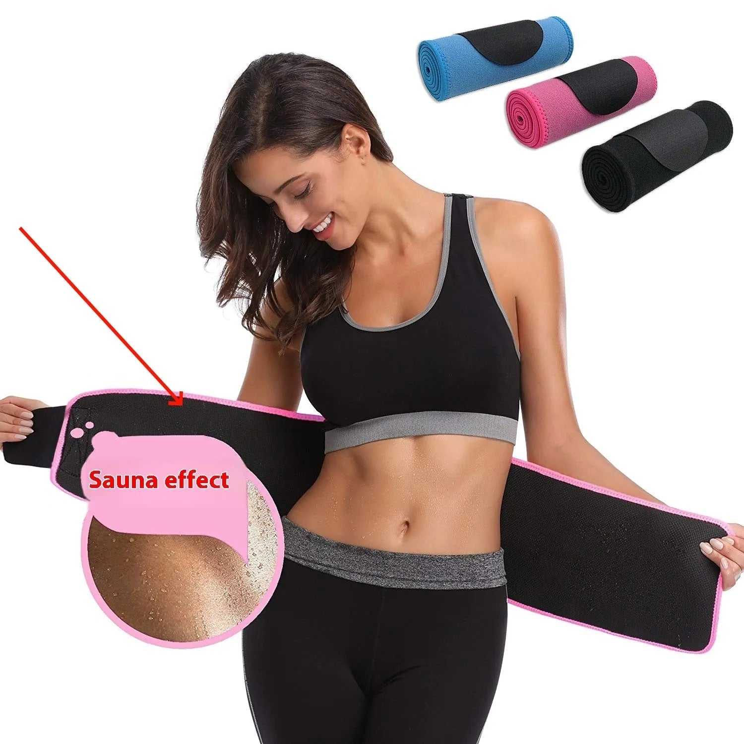 Adjustable neoprene lumbar support belt for fitness and running in black colour