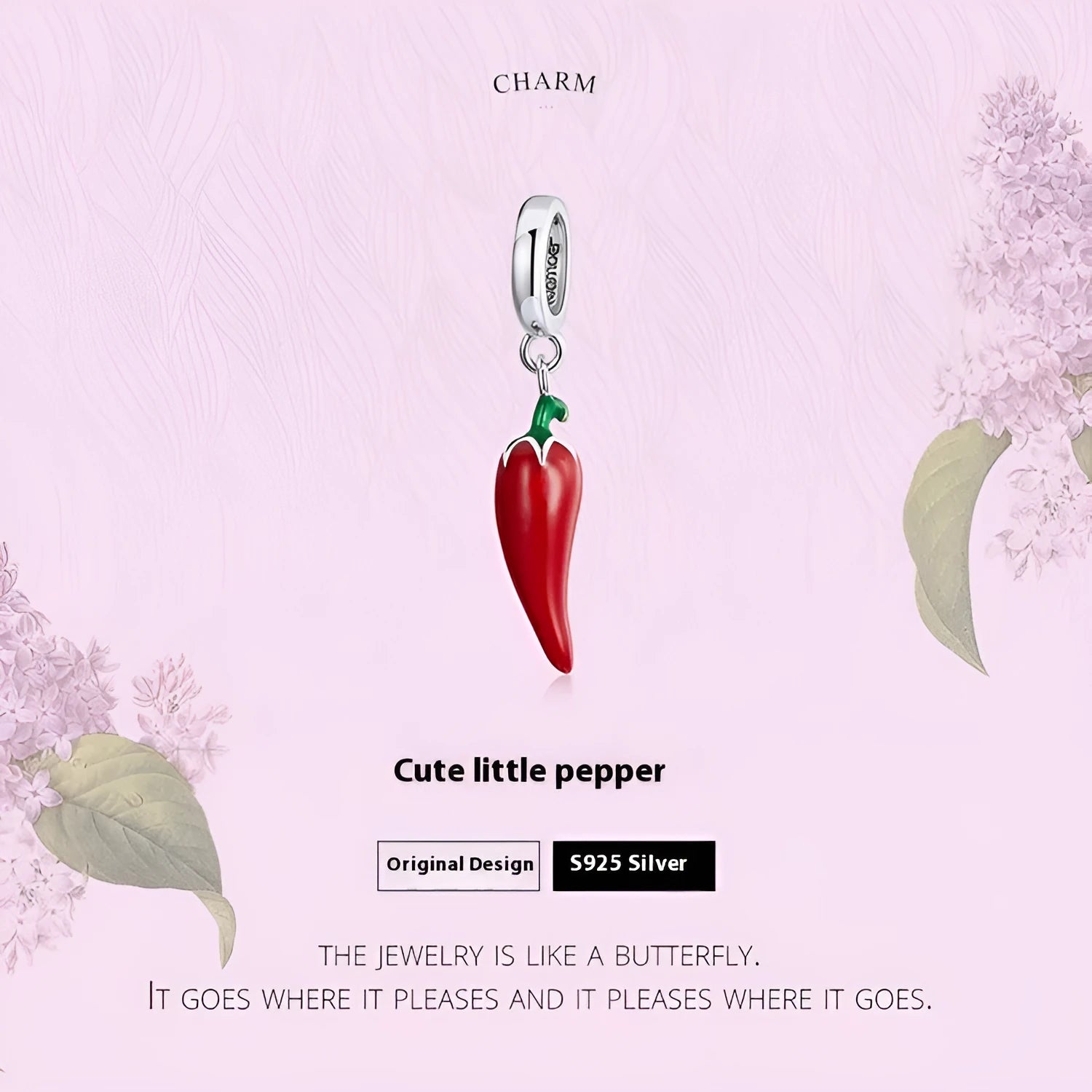 Korean style sterling silver leaf pendant with electroplated BSC461 colour on a silver chain.