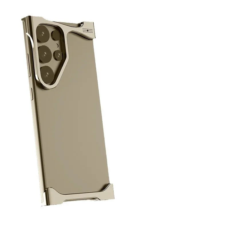 Metal hollow protective cover for Samsung Galaxy S23 S24 S25 with laser pattern in gold colour