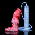 Liquid silicone exotic condom toy with manual water spray system and syringe airbag components