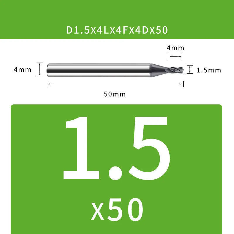 Tungsten steel 4-blade end mill cutter for metalworking with multiple diameter options