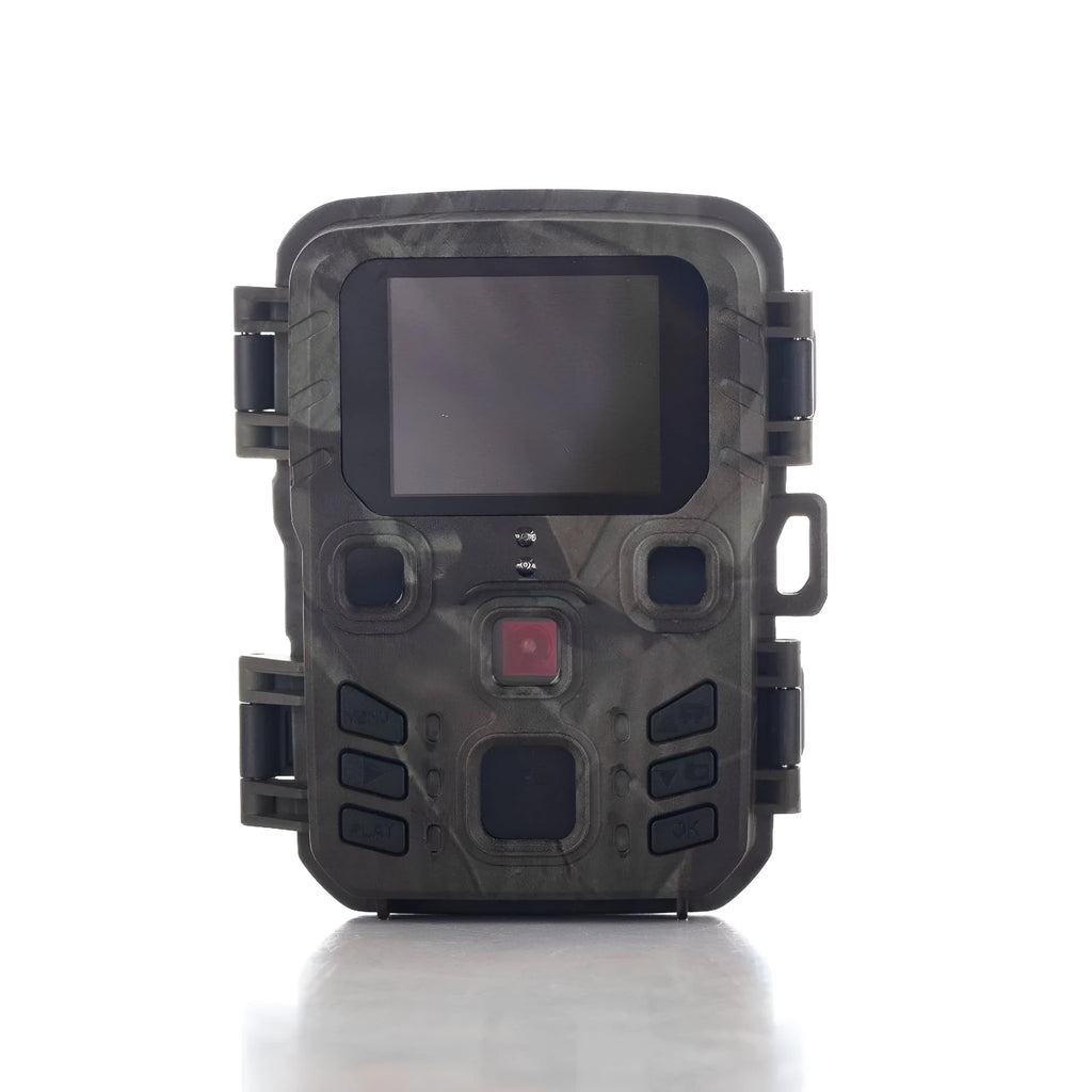 Black plastic infrared night vision monitoring device on a colour box with accessories.