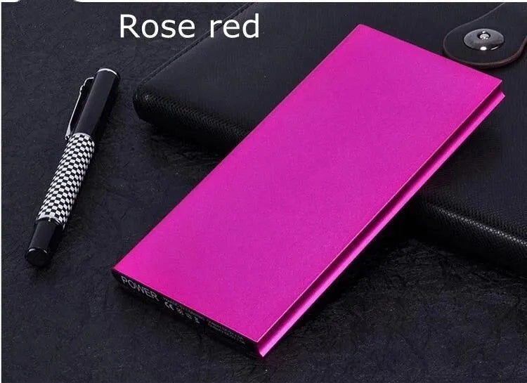8000mAh aluminium alloy power bank with LED light in gold silver blue black rose red colours