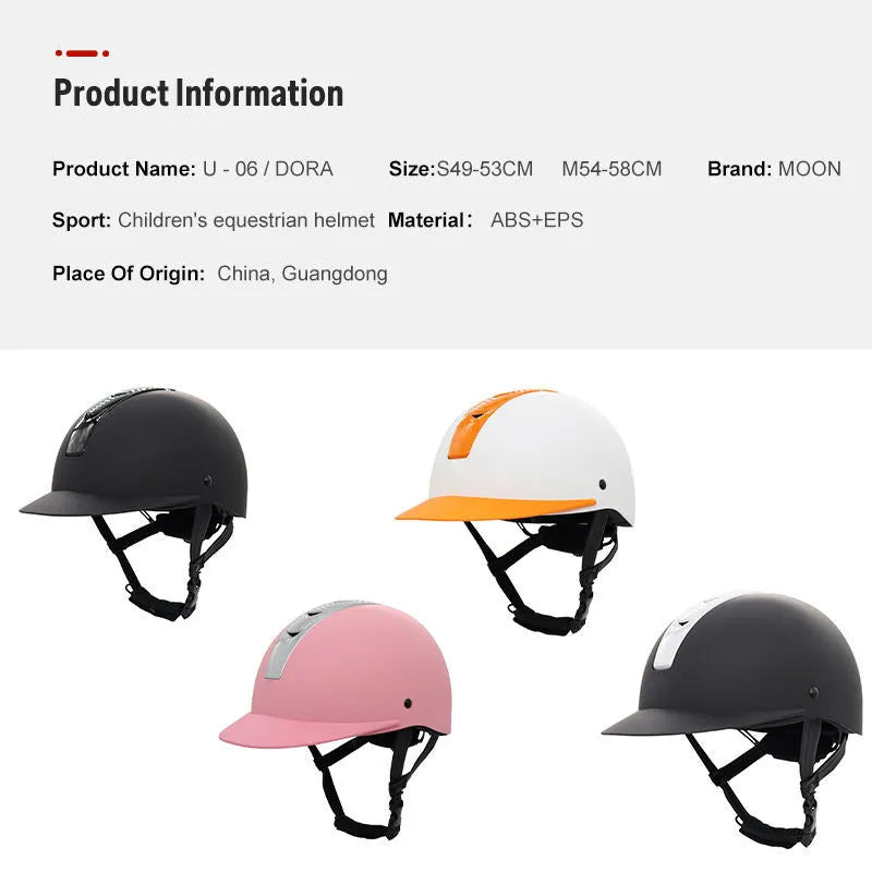 Lightweight equestrian riding helmet in silver black colour with ABS EPS construction