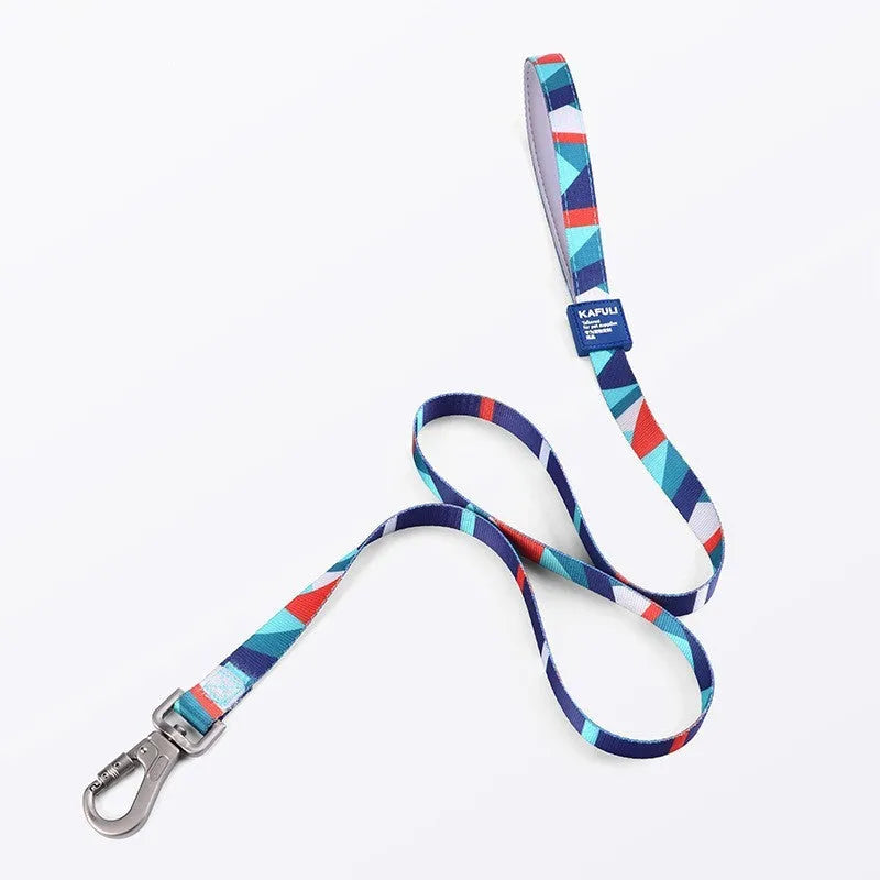 Blue dog haulage vest with integrated walking rope set showing chest strap and traction rope
