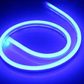 Close-up of flexible blue silicone neon LED strip lighting showing dense LED beads.