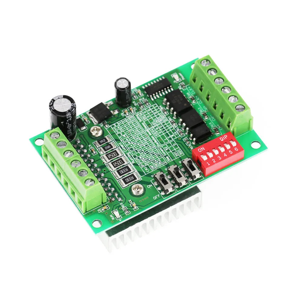 TB6560 stepper motor driver module on a blue PCB with aluminium heatsink