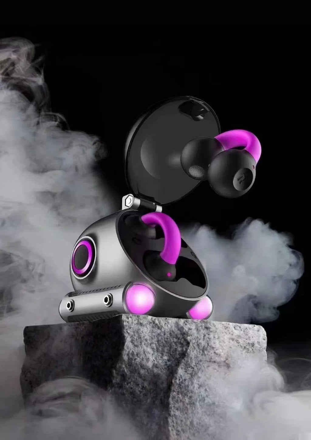 Wireless Bluetooth sports earphones with clip design in black and white colours