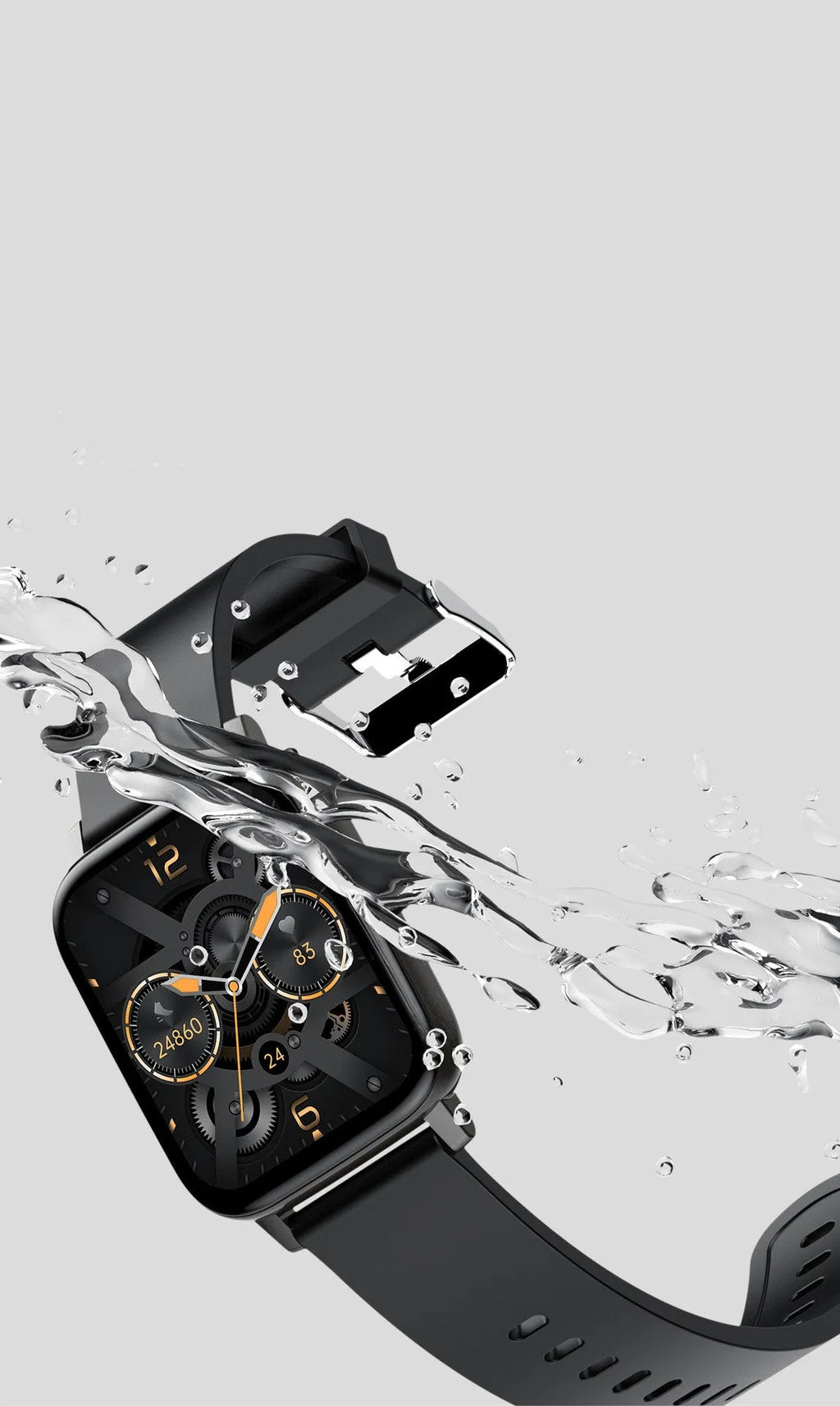 H80 black smart watch with spherical glass screen showing heart rate graph on wrist