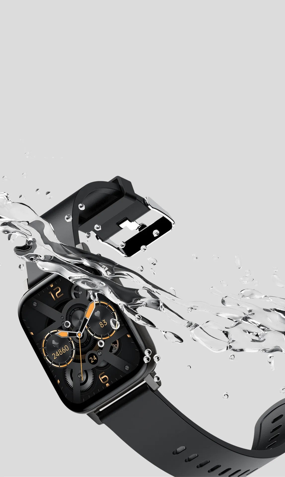 H80 black smart watch with spherical glass screen showing heart rate graph on wrist