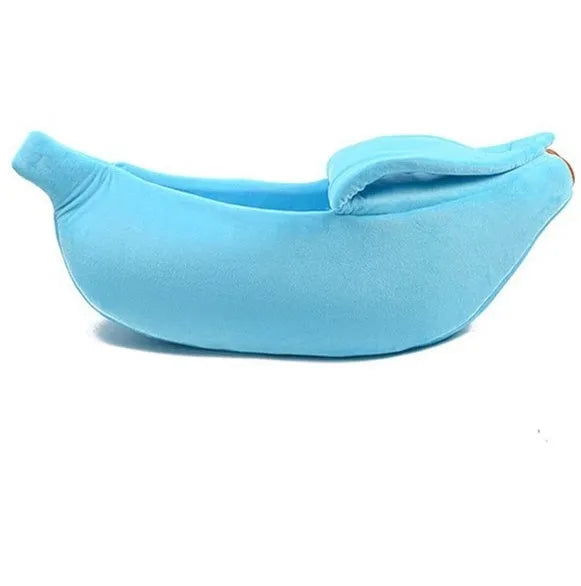 Banana shape pet house dog bed in yellow super soft short plush fabric with thick sponge cushioning
