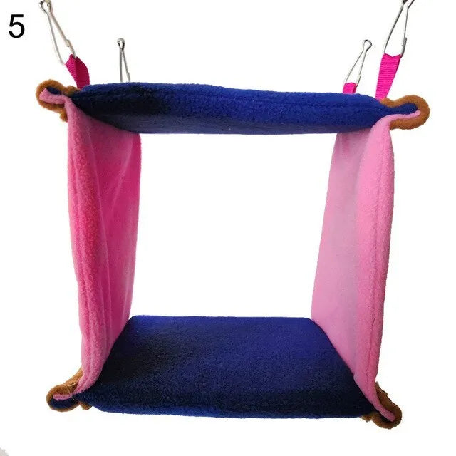 Soft fabric bird nest hammock for small pets with multiple shape options including cylinder and triangle