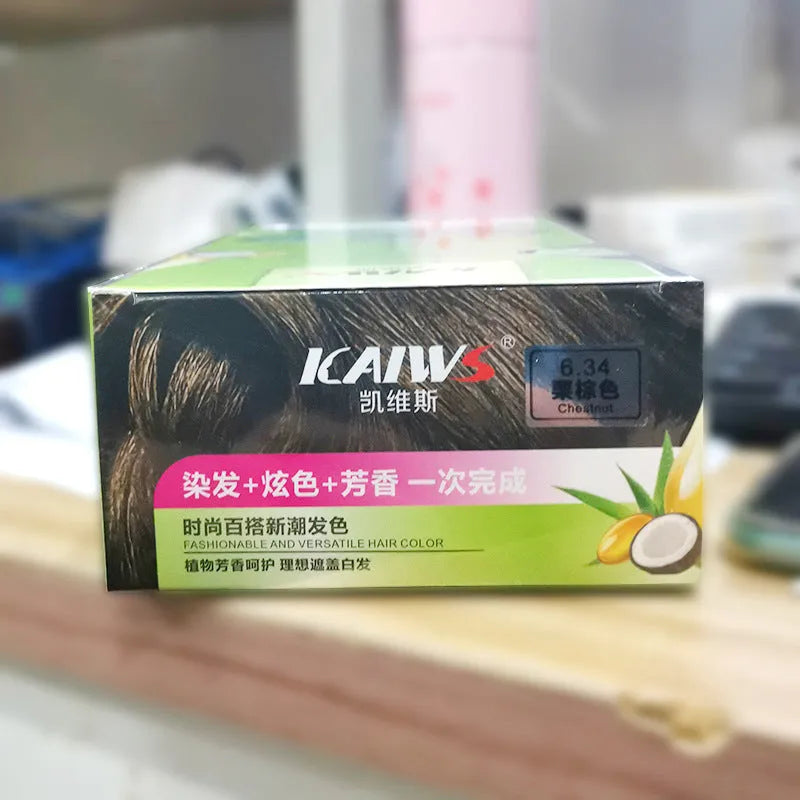 Plant aromatic permanent hair colour cream kit in chestnut brown, dark brown, maroon and wine red shades