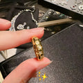 Gold-plated open ring with glossy zircon stone in geometric quadrilateral setting, Asterism colour option