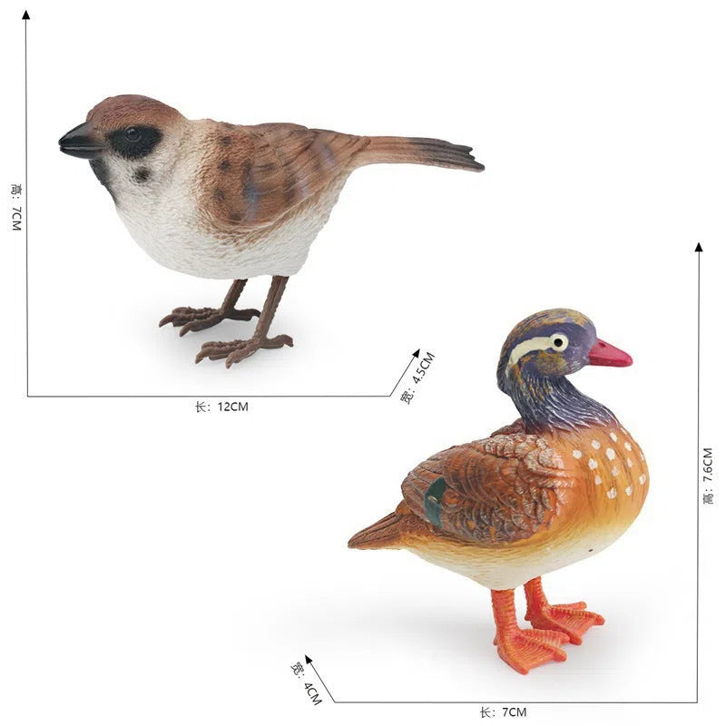 Handmade PVC mandarin duck and sparrow figurine for bonsai, garden, and home decoration