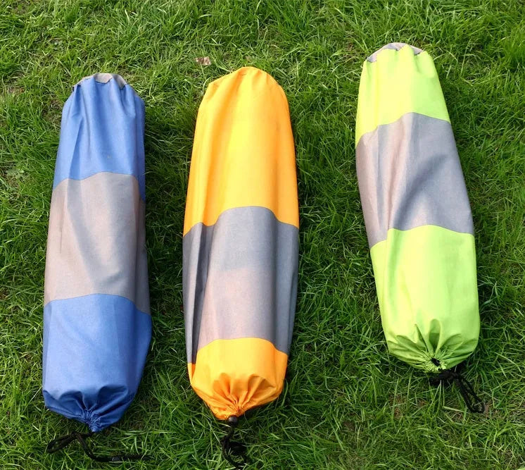 Automatic inflatable camping mat single person polyester pongee memory foam 163x23x65cm in blue and grey