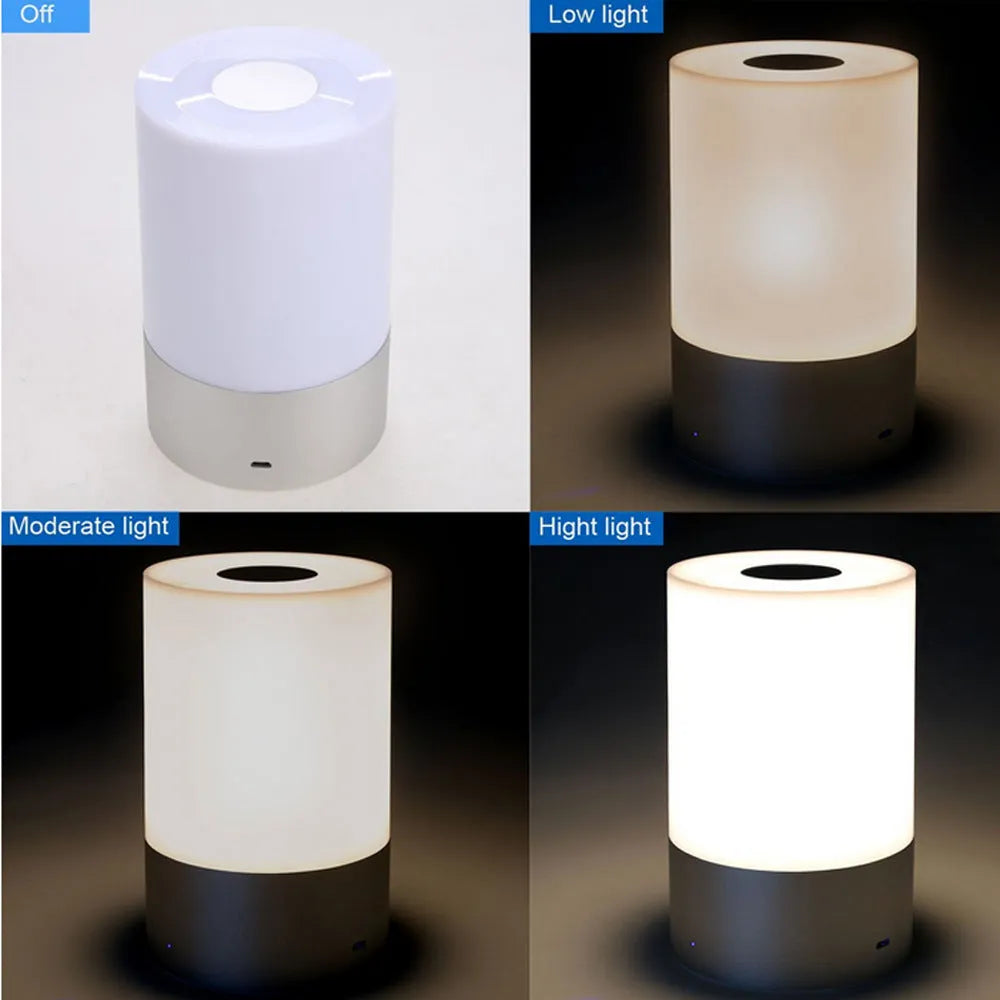 Creative Home dimmable LED bedside night light with PC plastic body on a wooden desk