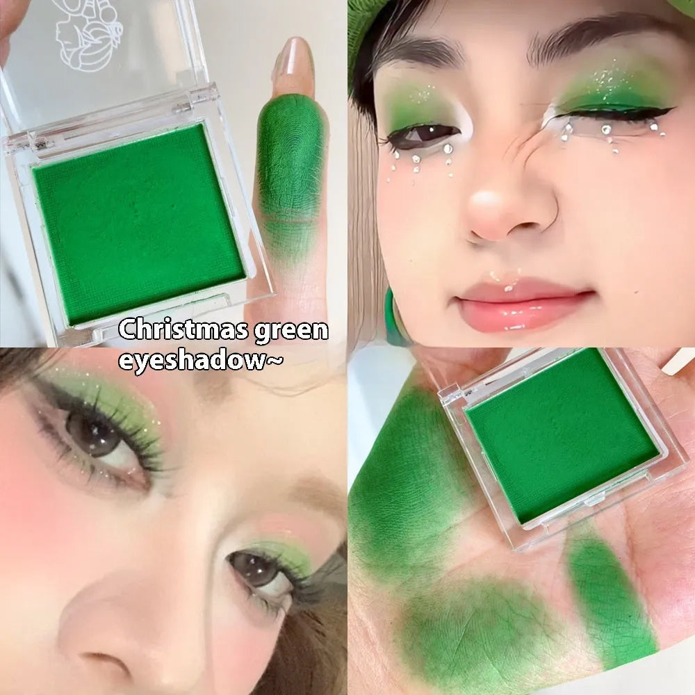 A single pan of matte monochrome eyeshadow in a choice of eight vivid colours including bright yellow, red, and green.