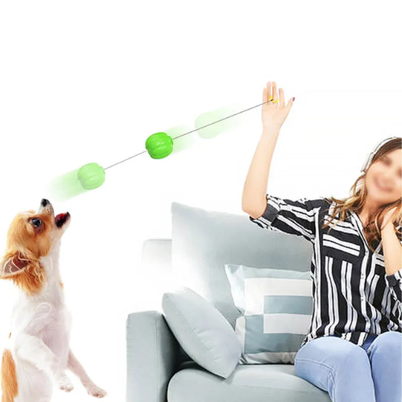Green plastic pumpkin-shaped dog chew ball with squeaker for small dogs