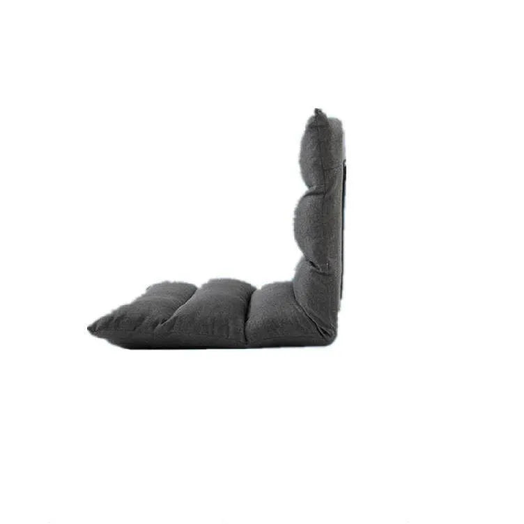 Lazy sofa floor chair with adjustable backrest in beige fabric for living room or balcony modern tatami style