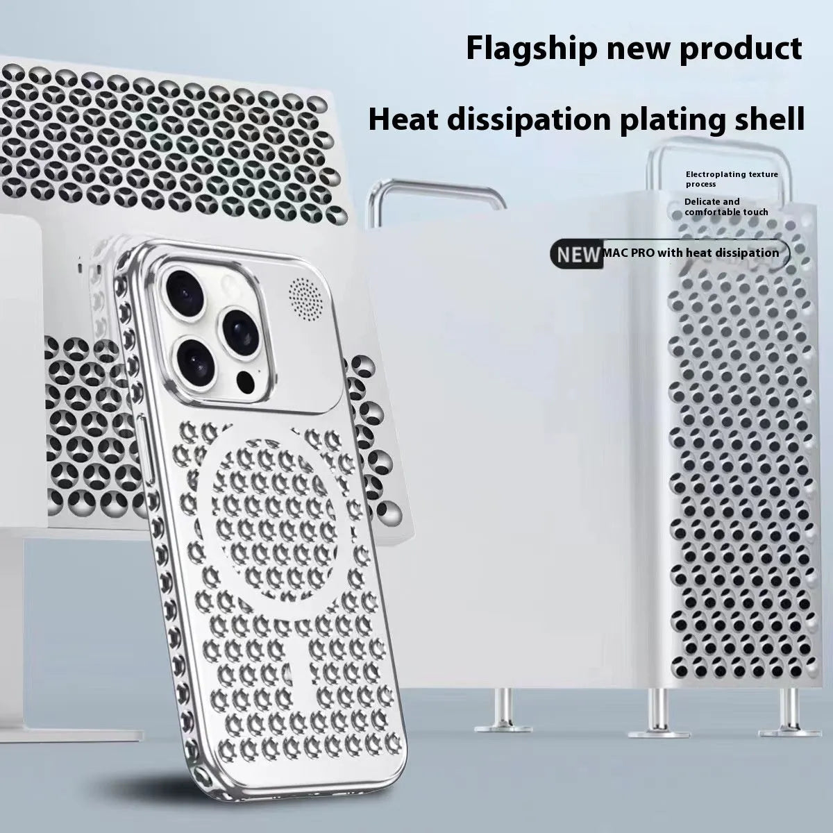 Electroplating magnetic suction heat dissipation aromatherapy phone case for iPhone 15 Pro and 15 Pro Max in Titanium Black