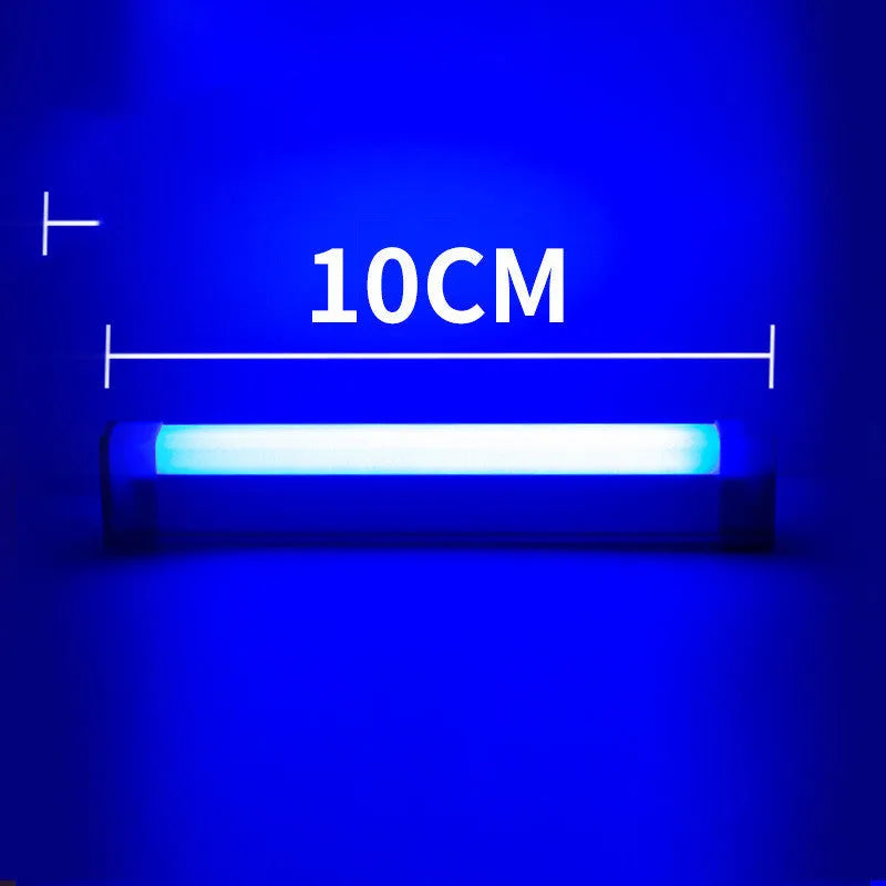 Blue and purple USB rechargeable LED tube light stick with dimmer switch.