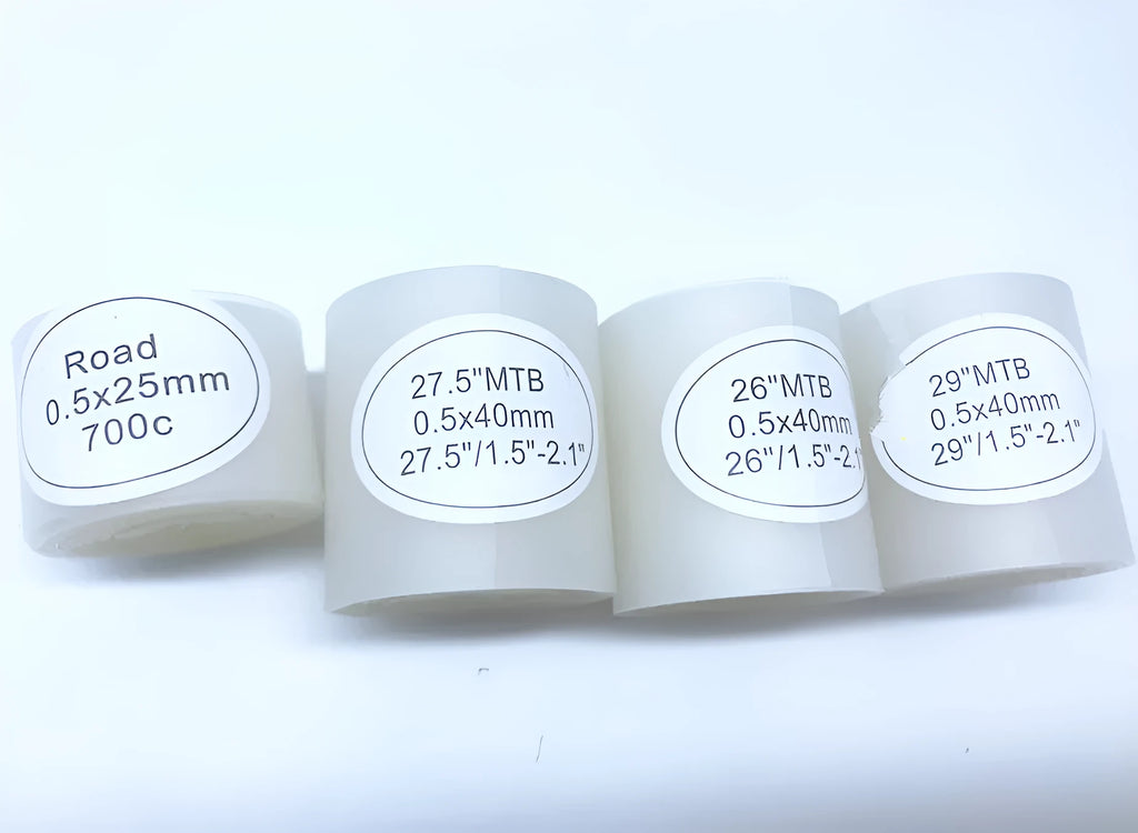 Polyurethane bicycle tyre pad 0.5mm thick, 40mm wide for 26 inch MTB tyre protection.