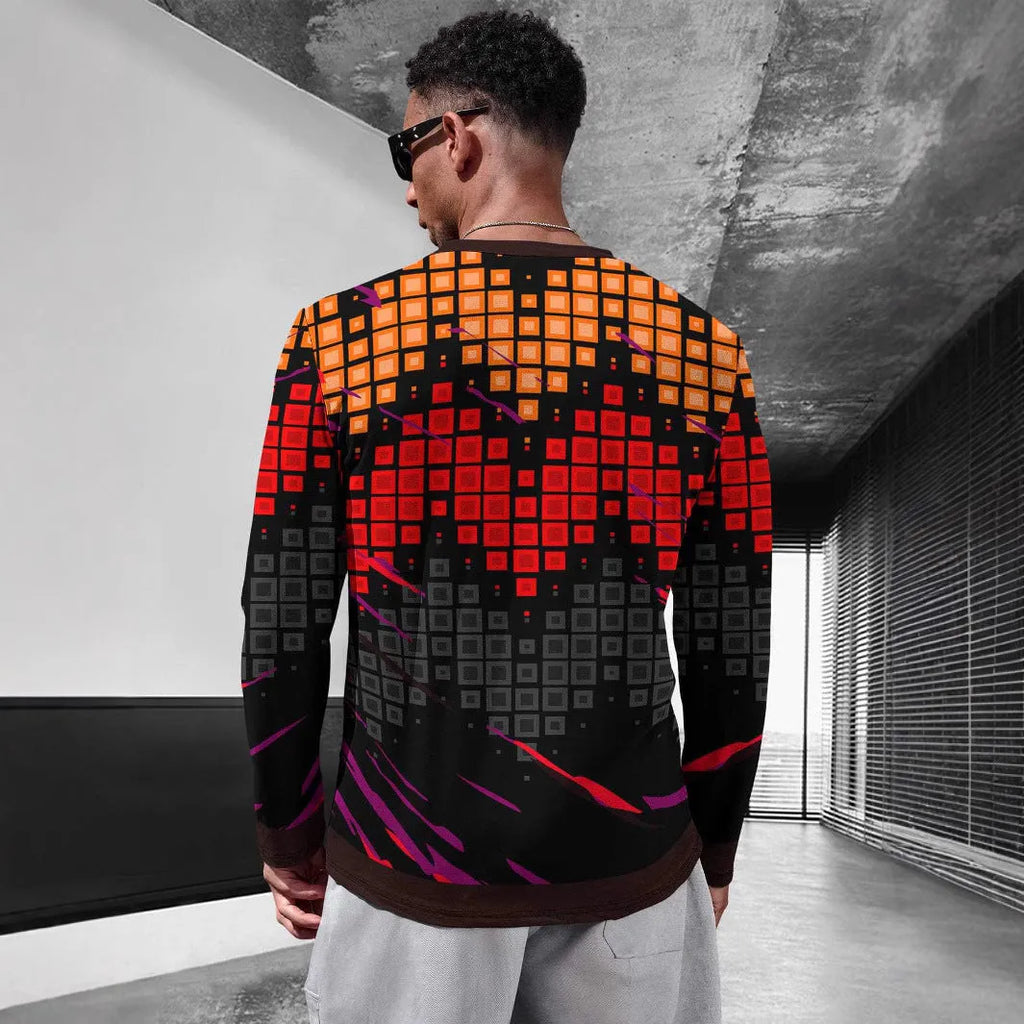 Men's long sleeve milk silk pullover top in round neck casual style showing colour options