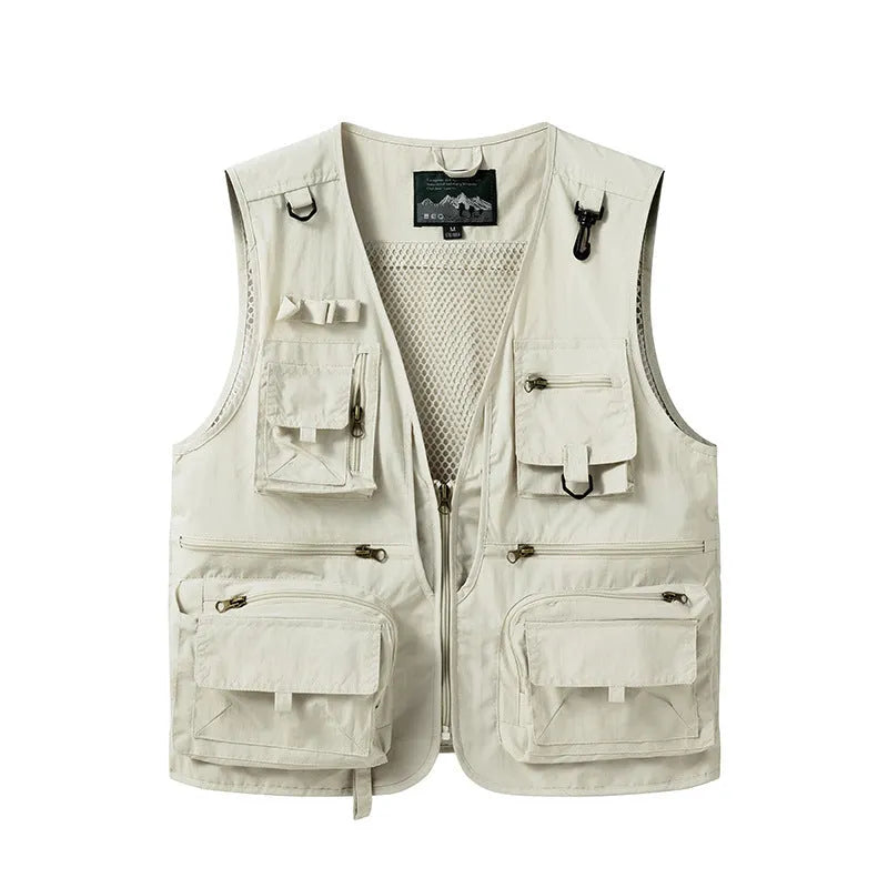 Men's loose fit mesh quick-dry vest in solid colour nylon, shown front view