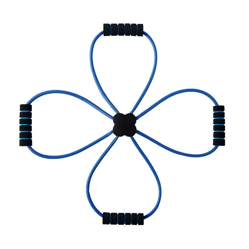 Blue and red eight character fitness puller for shoulder and upper body exercises