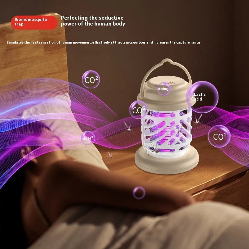 Outdoor rechargeable electric shock mosquito killing lamp in beige, blue and white options with ABS plastic body
