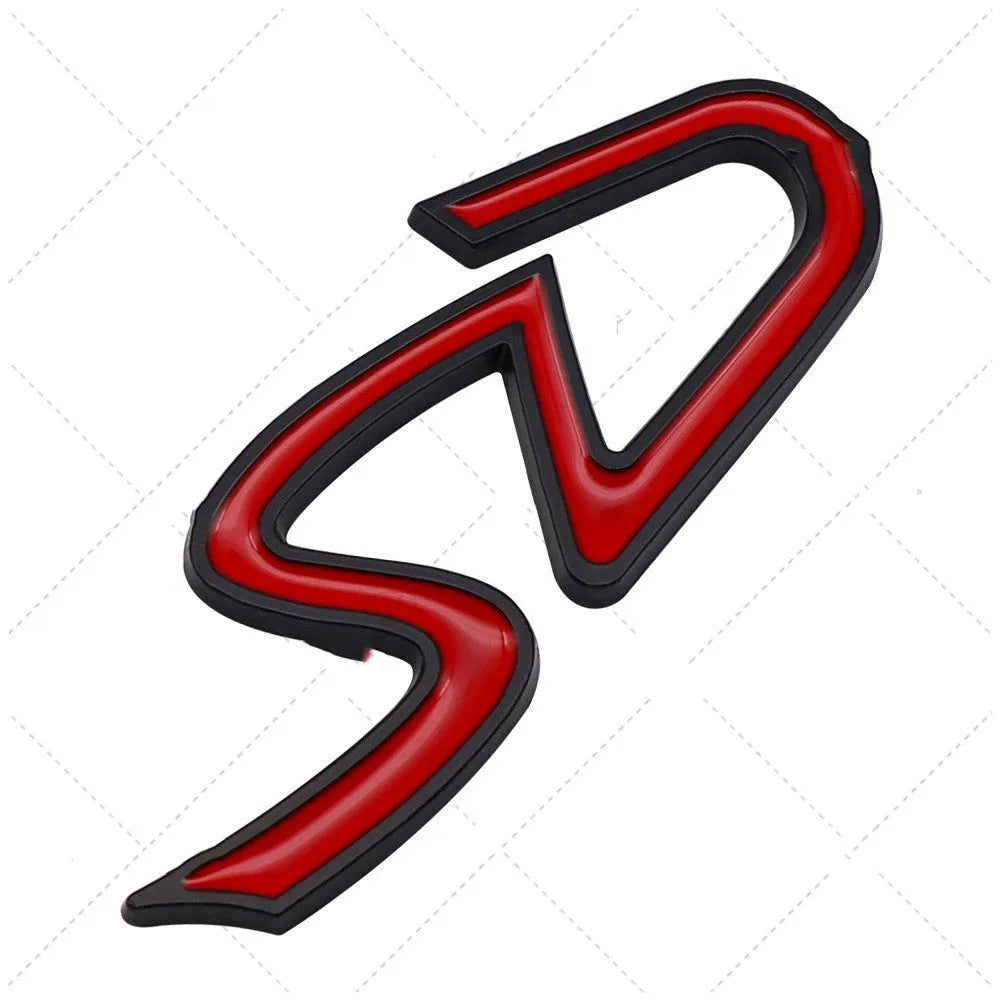 Metal decorative car stickers SD and D patterns red silver black colours bumper modification