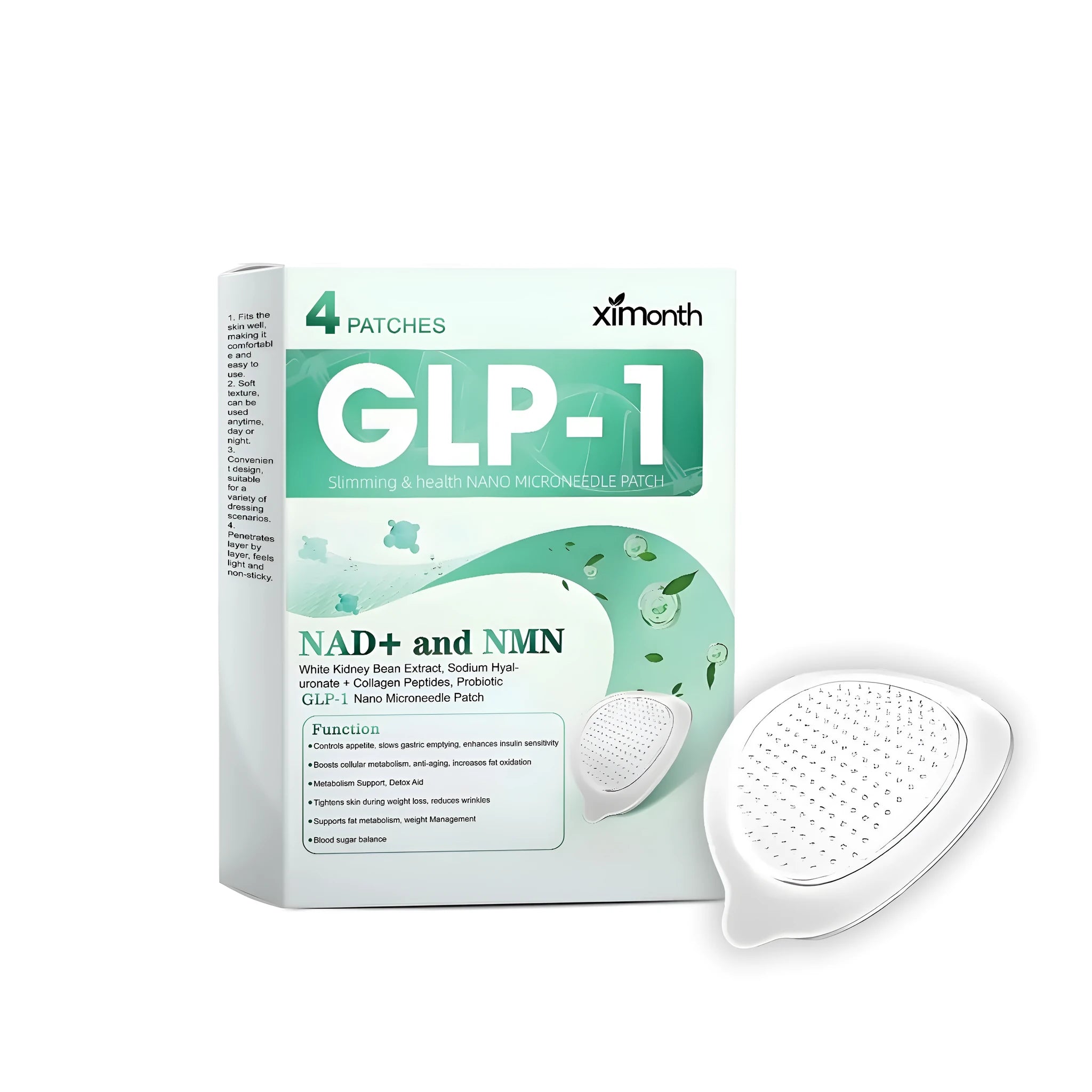 Nano slimming microneedle patch pack of four with active ingredients for topical application