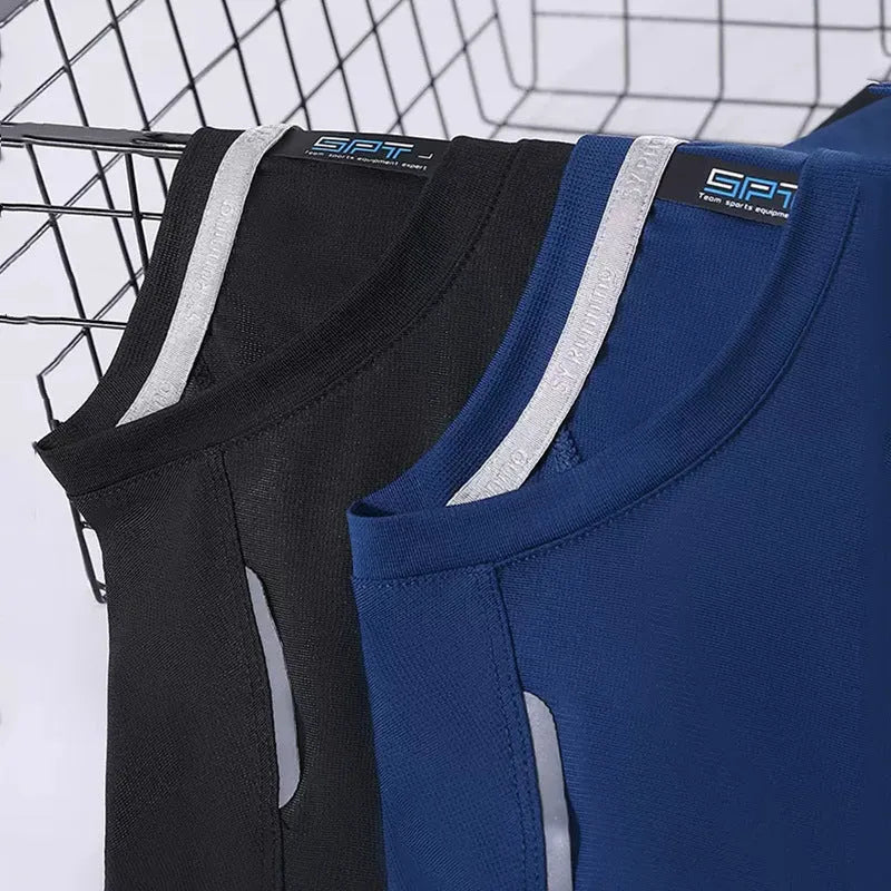 Round neck ice silk quick-drying short sleeve T-shirt for sports in multiple colour options