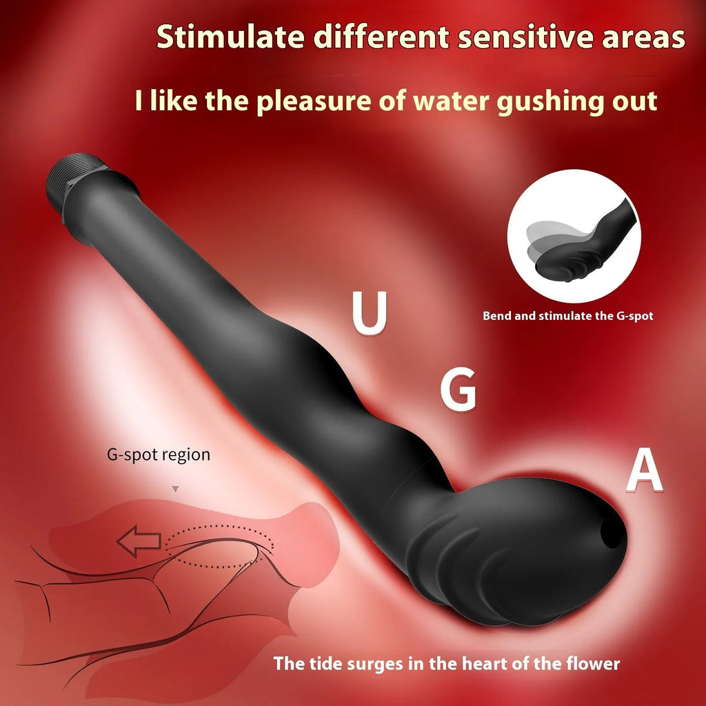 Black silicone hosepipe flusher connector shown in large and small size options
