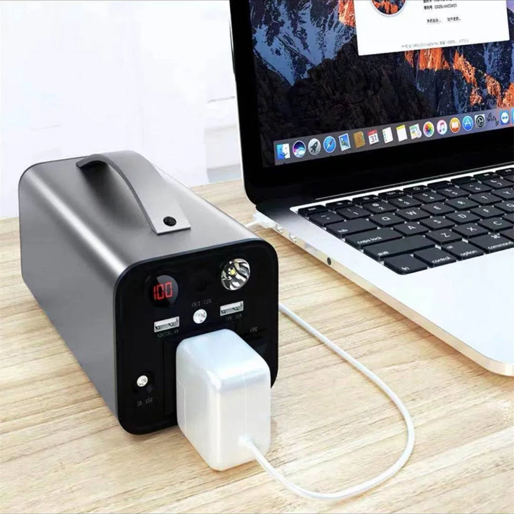 Outdoor storage mobile power supply 45000mAh 180W with AC outlets USB ports LED light in black