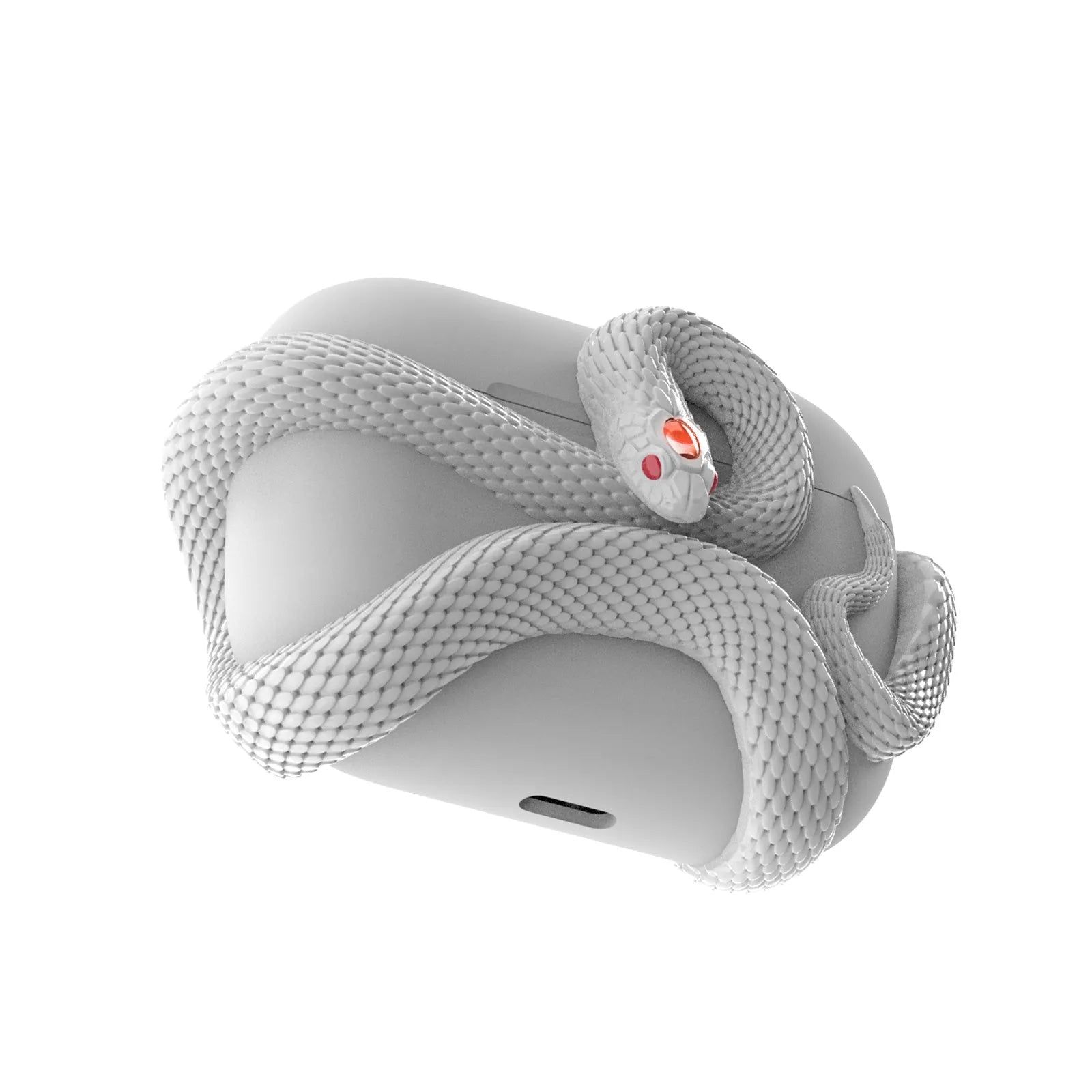 Creative snake design hard resin protective case for AirPods Pro and AirPods 3 in black, white, and pink colours