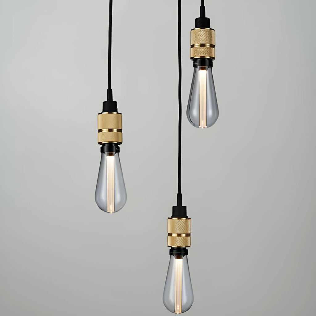 DIY retro ceiling light chandelier assembly kit components in chrome, gold, rose gold, and shiny black finishes
