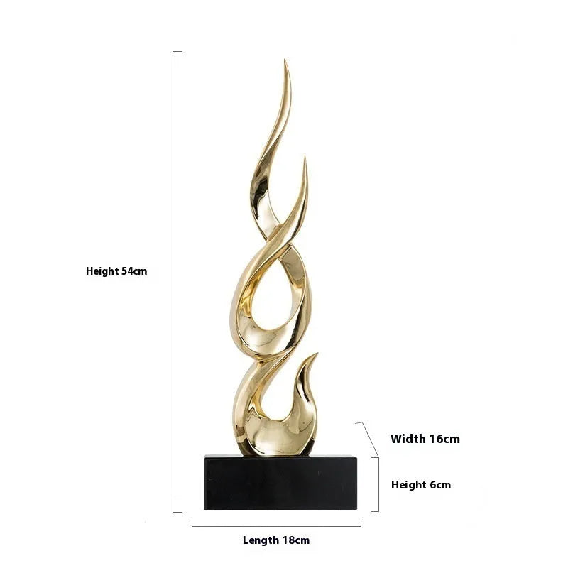 Large modern festival high-rise ornament in resin plastic with metallic gold finish