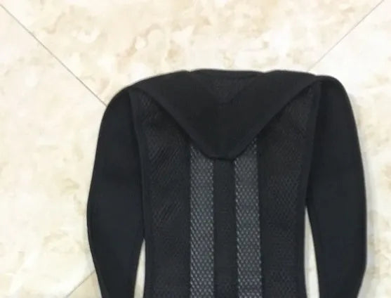 Black spine bending posture corrector with nano-carbon titanium keel and breathable mesh, sizes S to 4XL