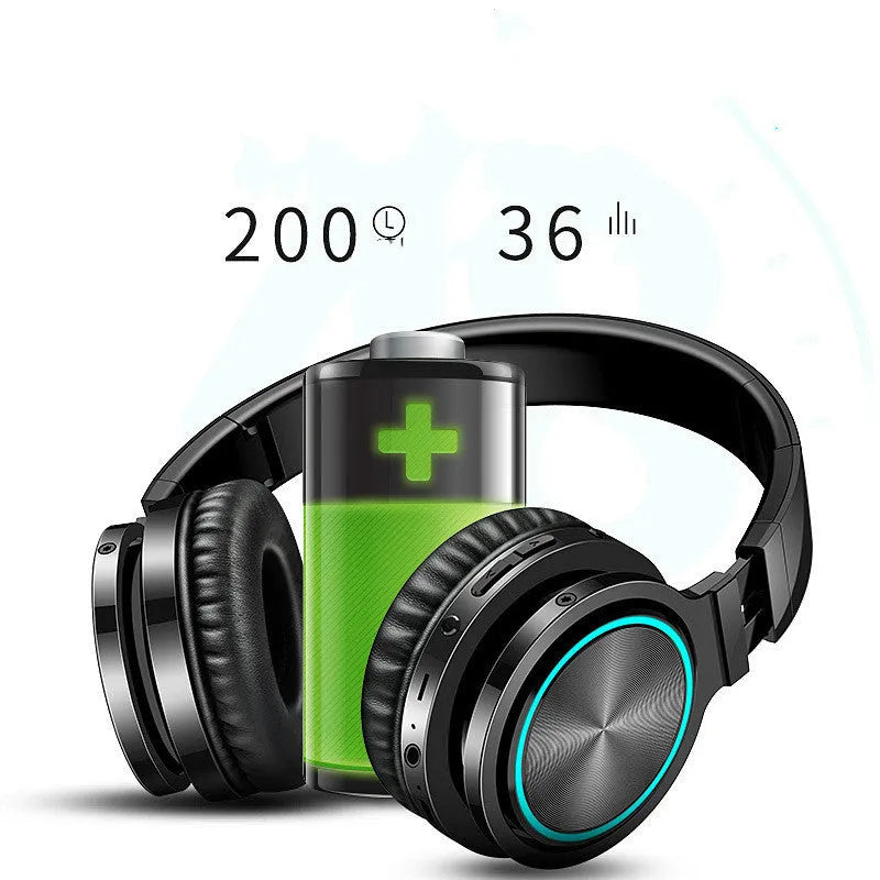 B12 folding wireless Bluetooth headset in black, black and red, or white and grey colours