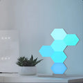 Smart home quantum lamp with controller and three colourful light blocks for indoor use