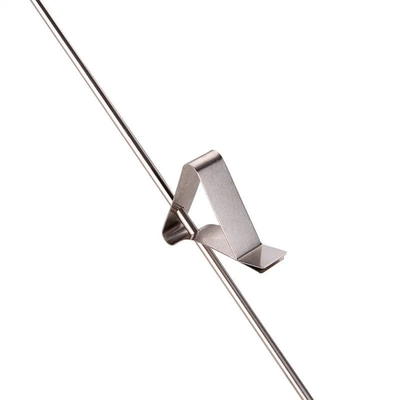 Digital food thermometer with stainless steel probe showing temperature display and hygrometer reading
