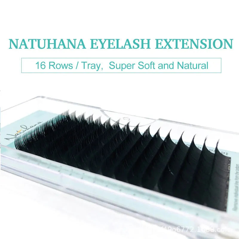 A pair of soft velvet false eyelashes made from artificial fibre, shown in various lengths from 7mm to 15mm.