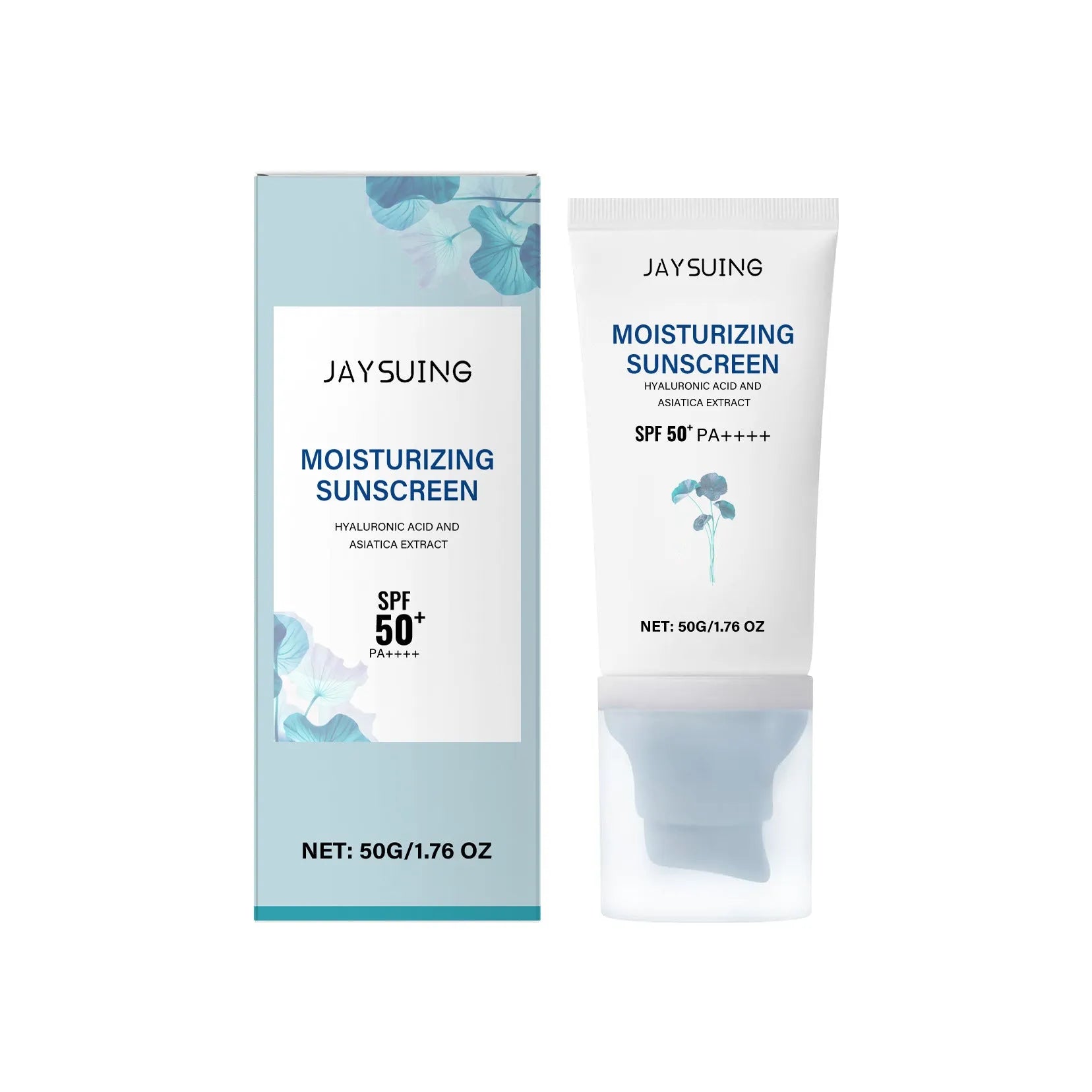 Portable 50g snow grass sunscreen tube with Centella Asiatica and hyaluronic acid